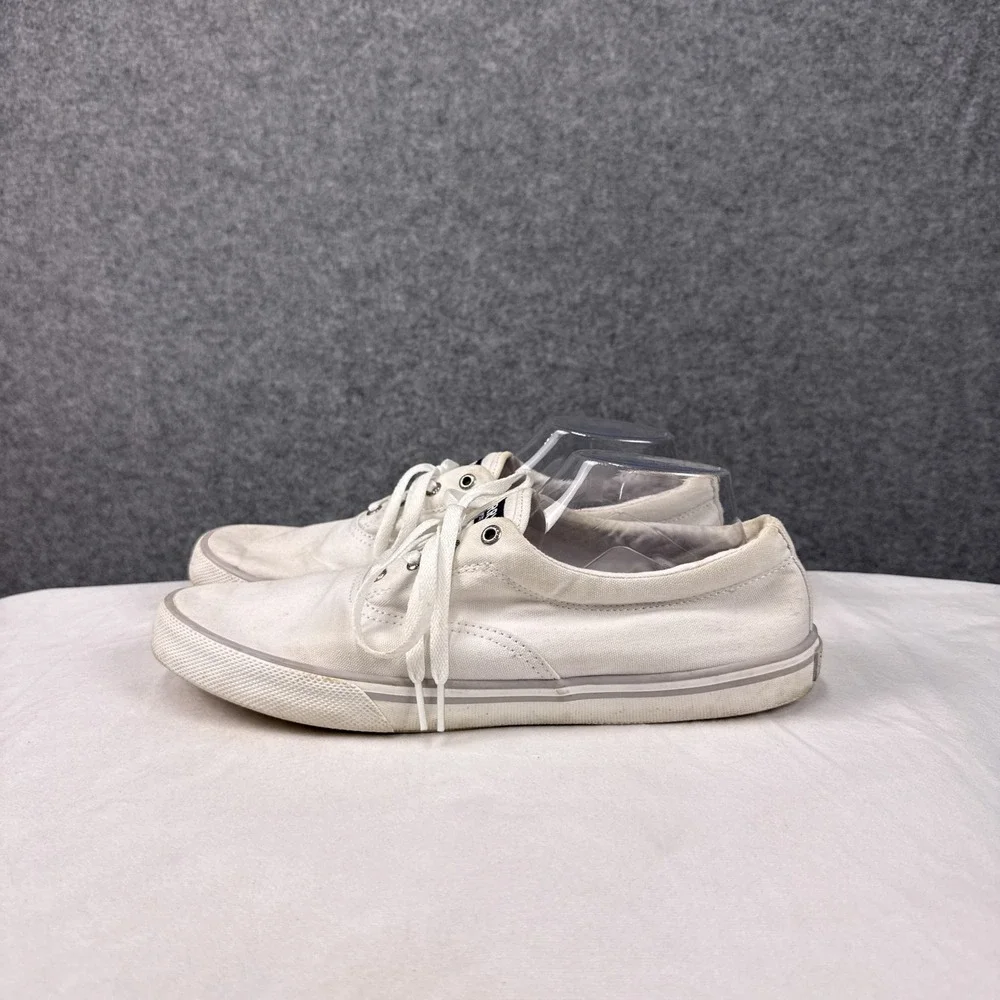 Sperry Mens Striper II CVO Sneakers Size 12 White Canvas Lace Up Casual Shoes